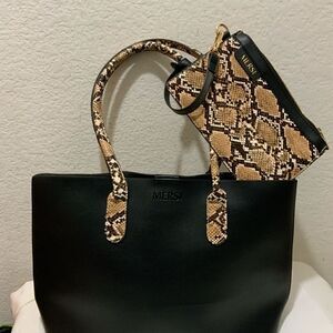 Mersi tote bag vegan open reptile print black
